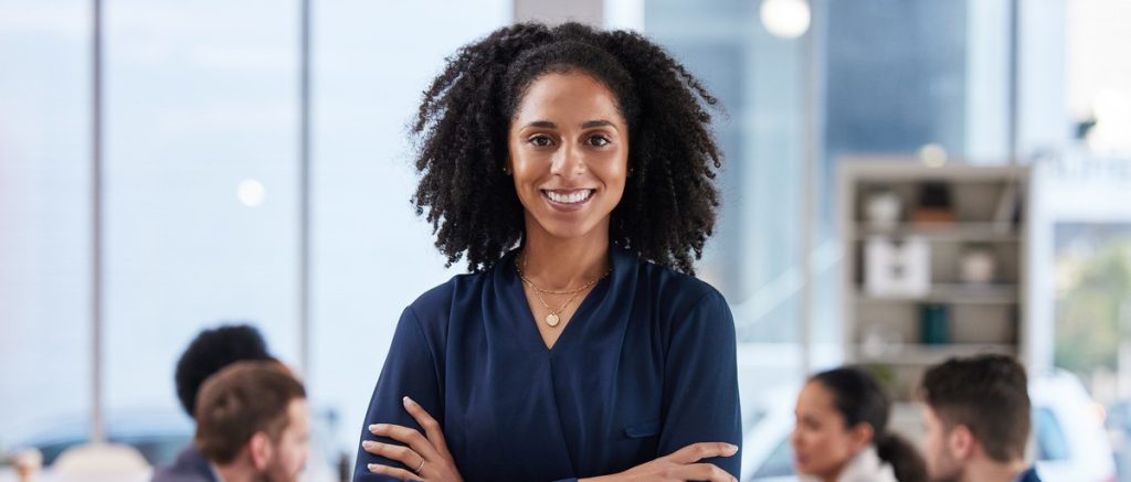 Woman leading meeting in office